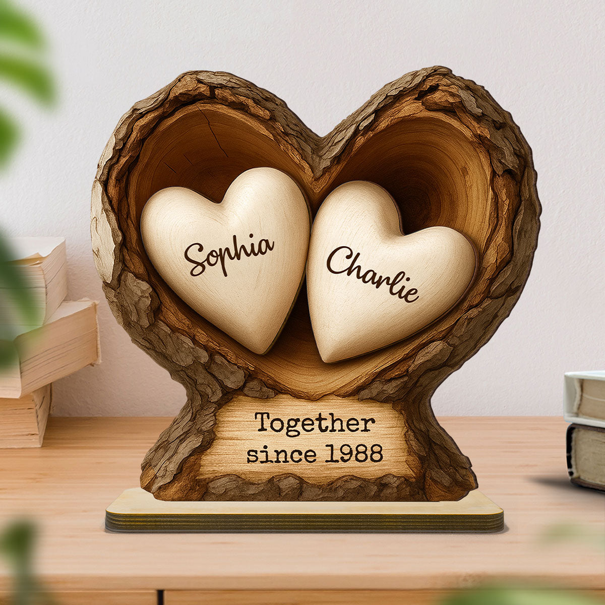 Custom Wooden Tree Hole Heart - Personalized Wooden Plaque - Gift for Couple