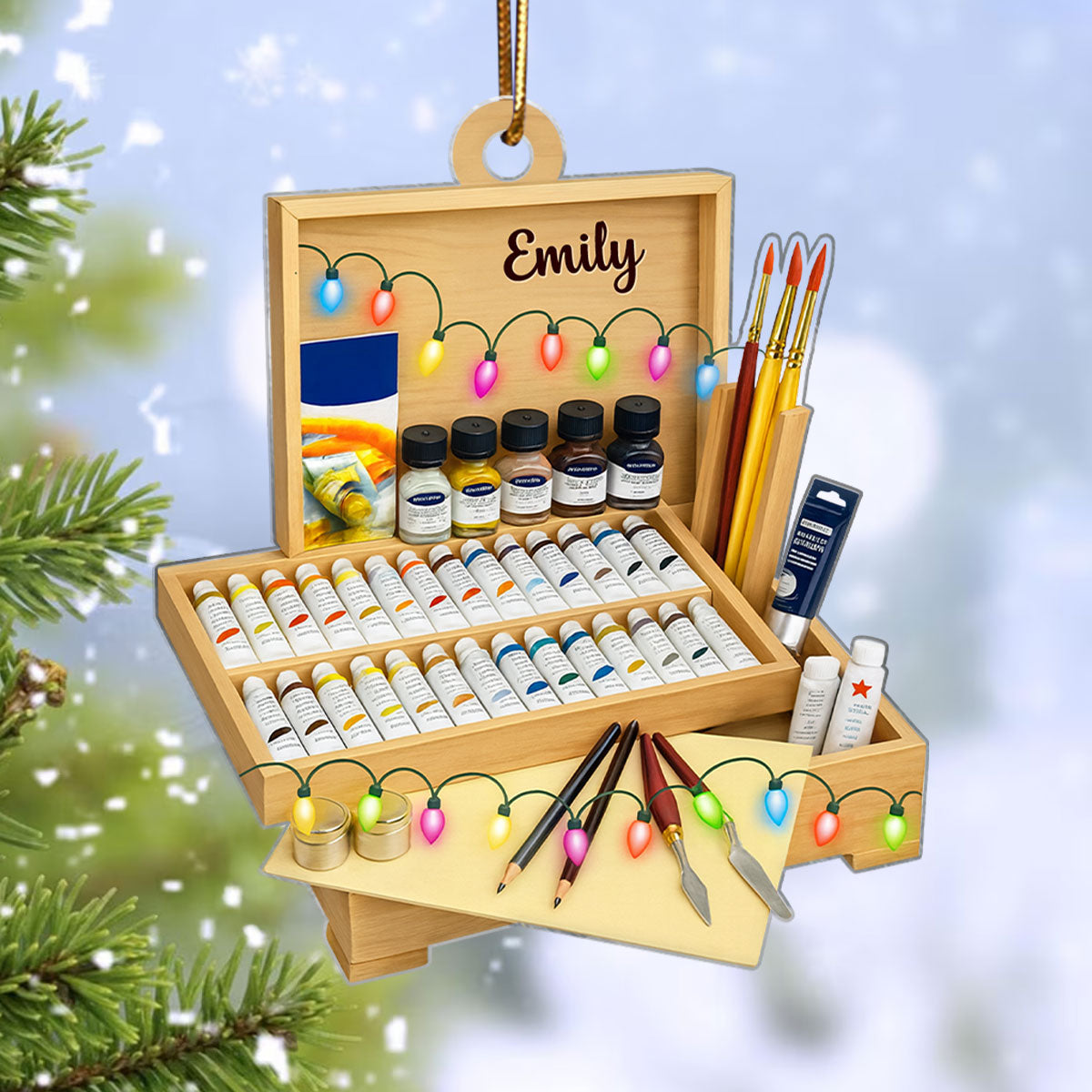 Creativity Flows Here – Personalized Acrylic Ornament – Perfect Christmas Gift for Art Students & Creatives