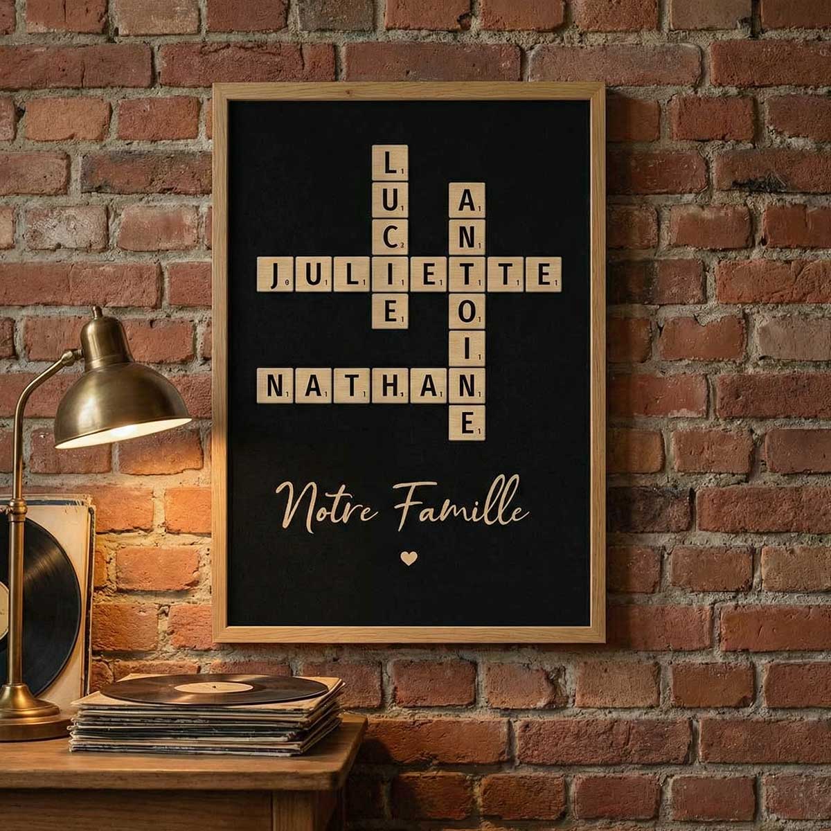 Tableau Mots Croisés de Famille - Créé en un instant, chéri pour toujours - Affiche Personnalisée