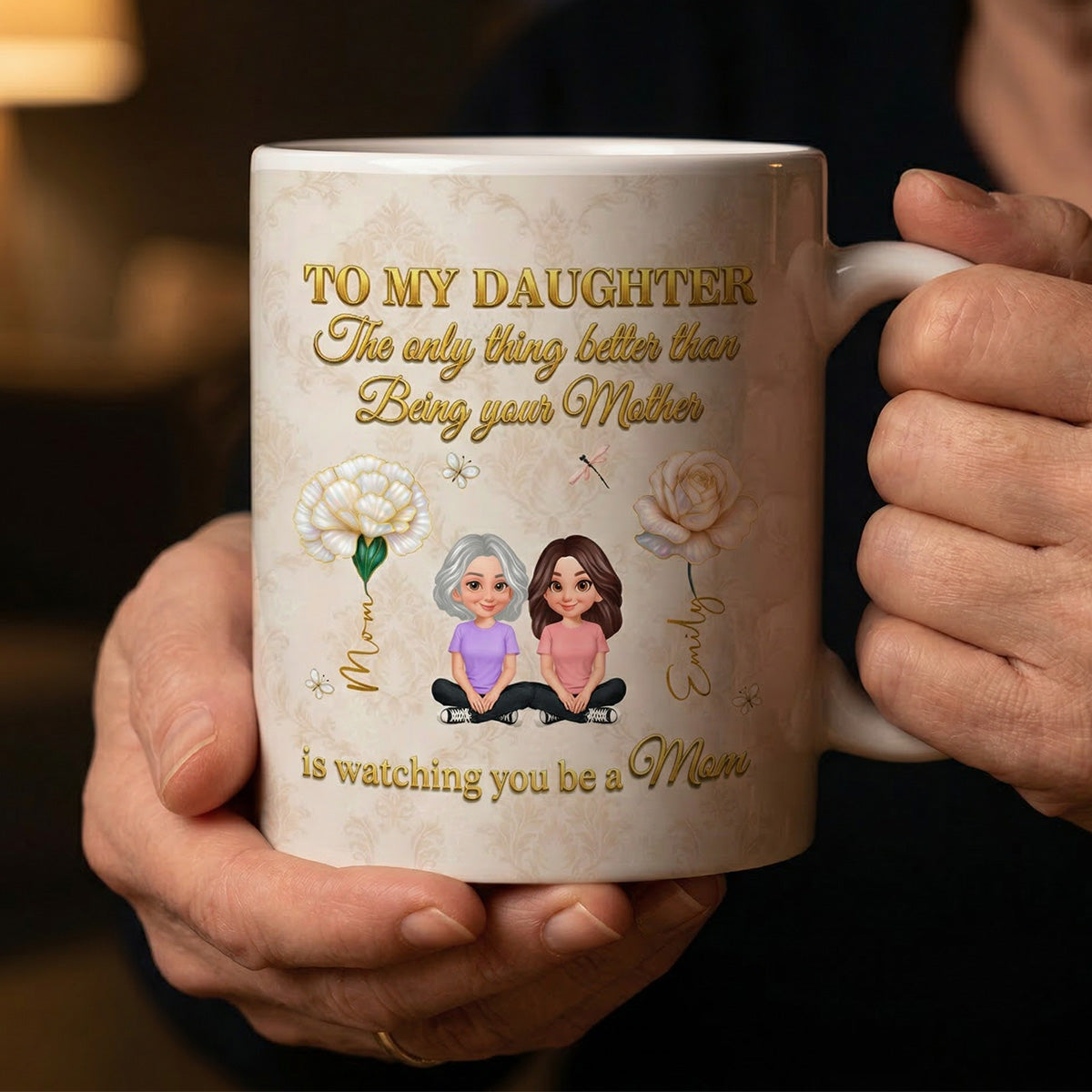 To My Daughter Custom Birth Month Flower - Personalized Mug - Heartfelt Mother's Day Gift For Daughter