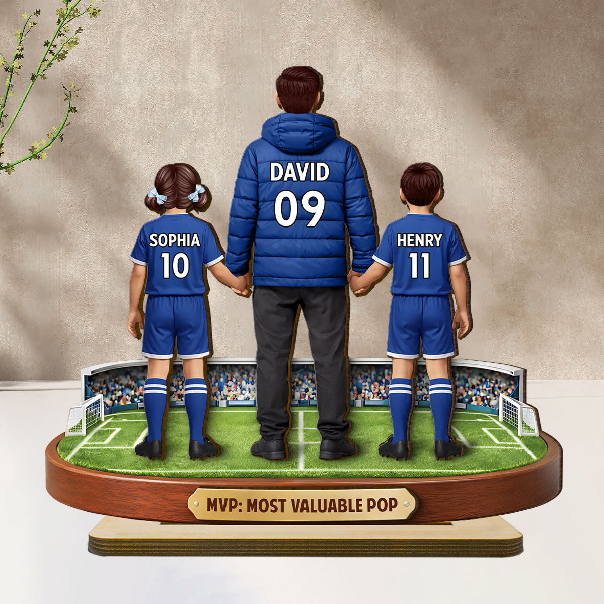 MVP Most Valuable Pop Soccer Dad - Personalized 2-Layered Wooden Plaque - Gift For Soccer Dad, Gift For Husband