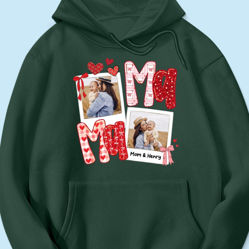 Preppy Mama Valentine Glitter Effect Photo - Personalized Shirt - Heartfelt Gift for Mom