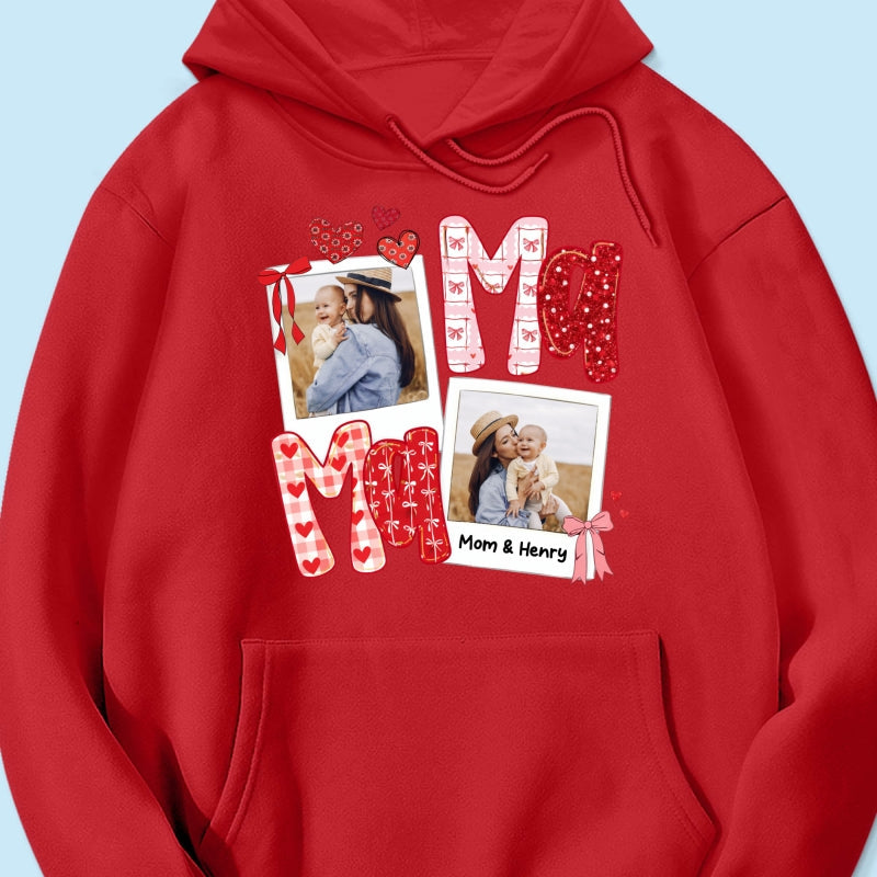 Preppy Mama Valentine Glitter Effect Photo - Personalized Shirt - Heartfelt Gift for Mom