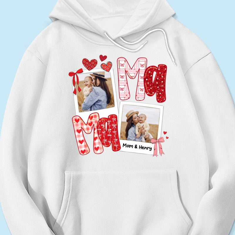 Preppy Mama Valentine Glitter Effect Photo - Personalized Shirt - Heartfelt Gift for Mom