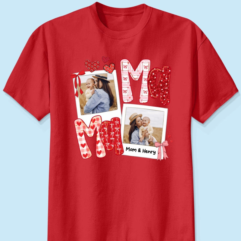 Preppy Mama Valentine Glitter Effect Photo - Personalized Shirt - Heartfelt Gift for Mom