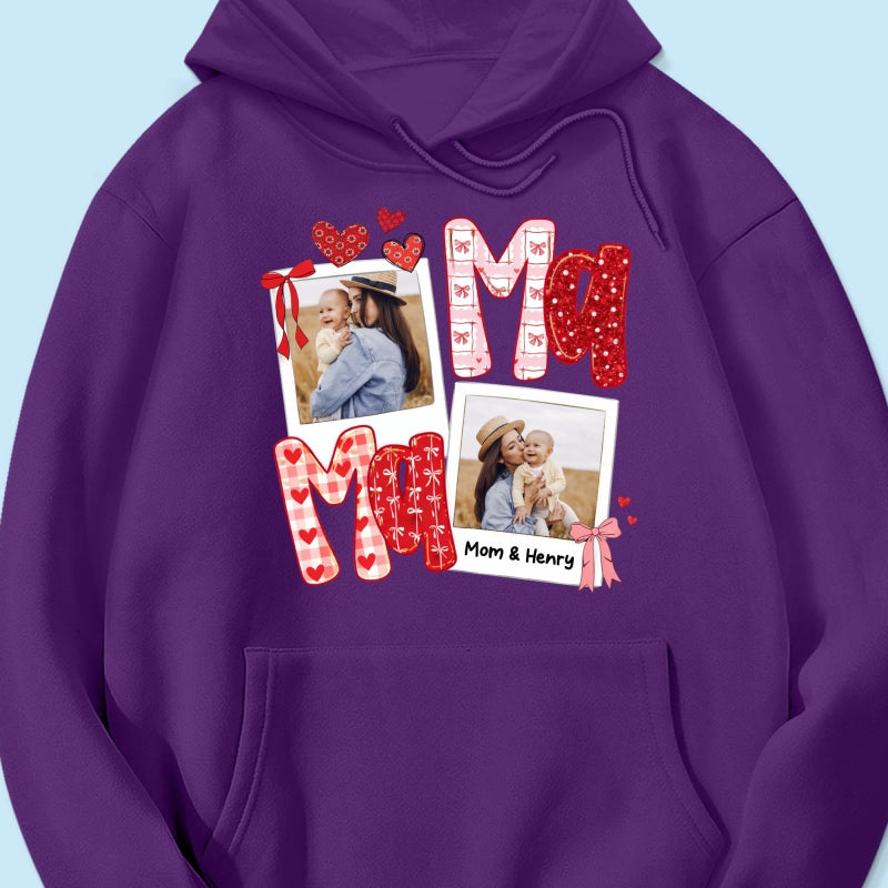 Preppy Mama Valentine Glitter Effect Photo - Personalized Shirt - Heartfelt Gift for Mom