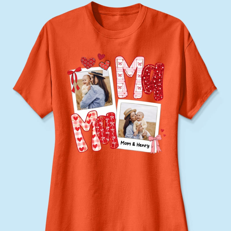 Preppy Mama Valentine Glitter Effect Photo - Personalized Shirt - Heartfelt Gift for Mom
