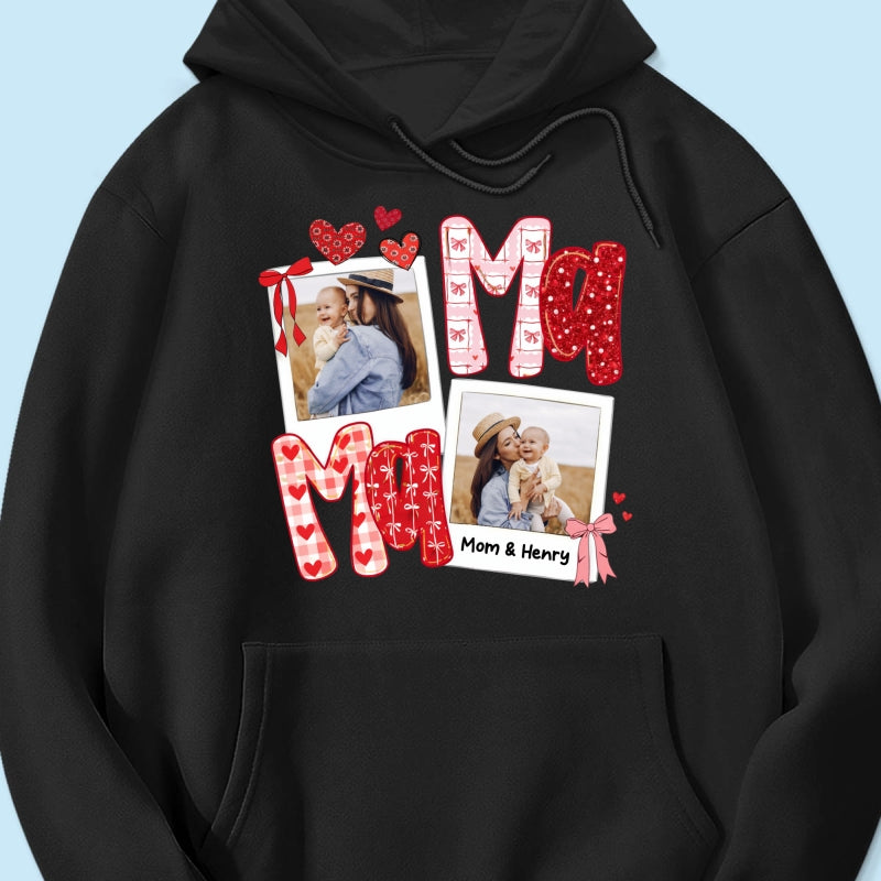 Preppy Mama Valentine Glitter Effect Photo - Personalized Shirt - Heartfelt Gift for Mom