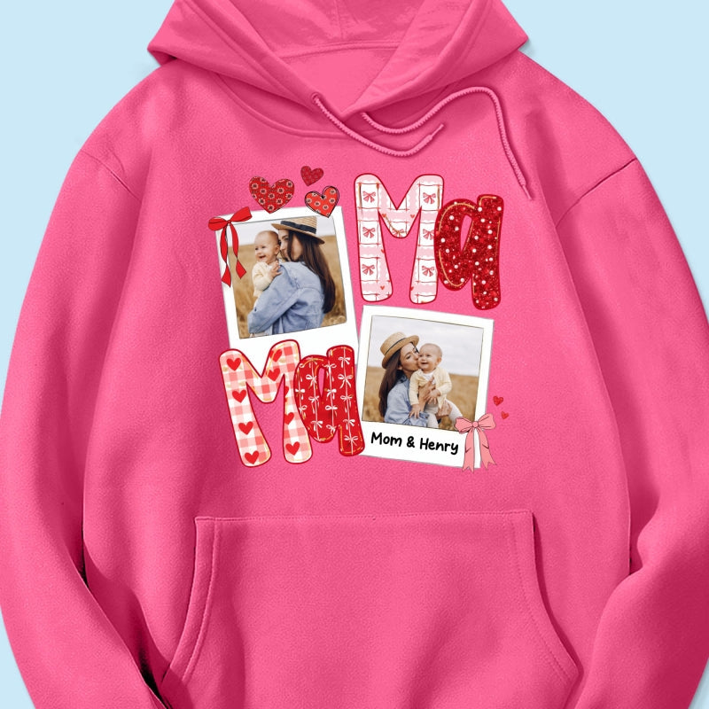 Preppy Mama Valentine Glitter Effect Photo - Personalized Shirt - Heartfelt Gift for Mom