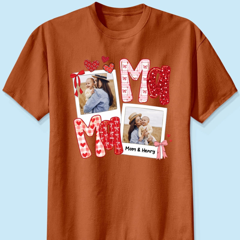 Preppy Mama Valentine Glitter Effect Photo - Personalized Shirt - Heartfelt Gift for Mom