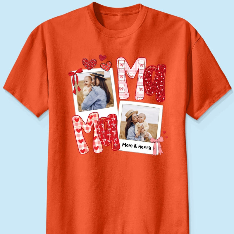 Preppy Mama Valentine Glitter Effect Photo - Personalized Shirt - Heartfelt Gift for Mom