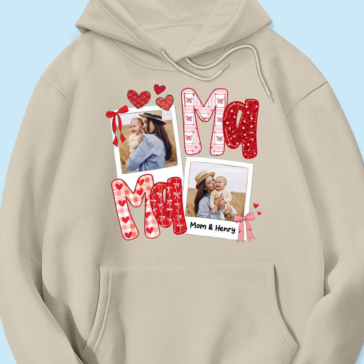 Preppy Mama Valentine Glitter Effect Photo - Personalized Shirt - Heartfelt Gift for Mom