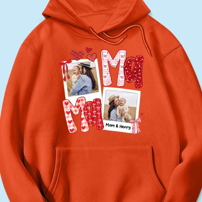 Preppy Mama Valentine Glitter Effect Photo - Personalized Shirt - Heartfelt Gift for Mom