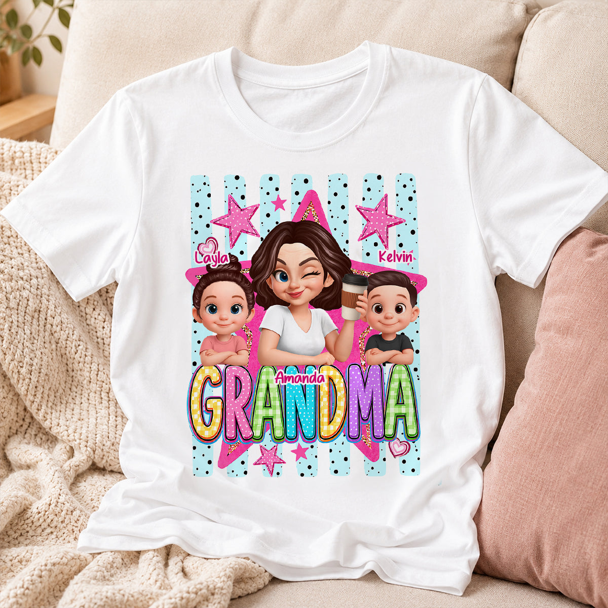 Grandma Striped Preppy Pattern - Personalized Shirt - Summer Trendy Tee for Grandma