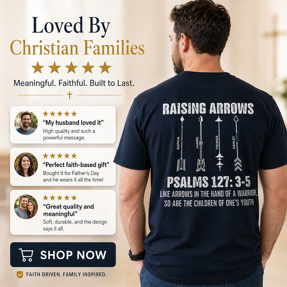 Raising Arrows Custom Kids Names - Personalized Shirt - Father's Day Gift For Christian Dad