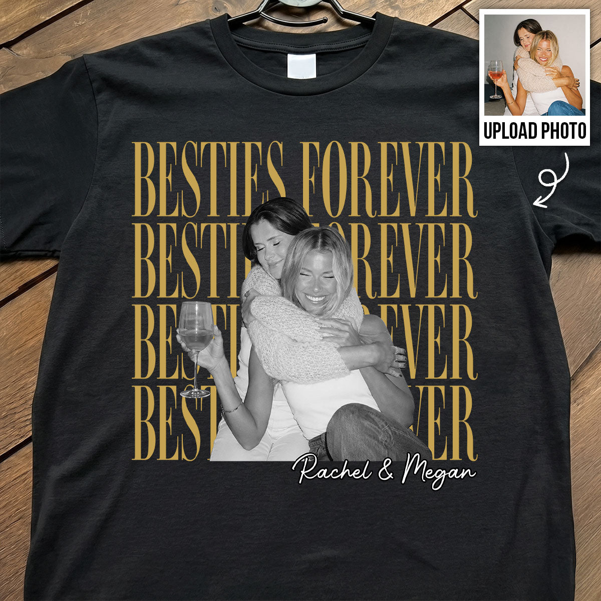 Retro Vintage Besties Upload Photo - Personalized Shirt - Birthday Gift For Best Friends, Matching Friends Group T-shirt