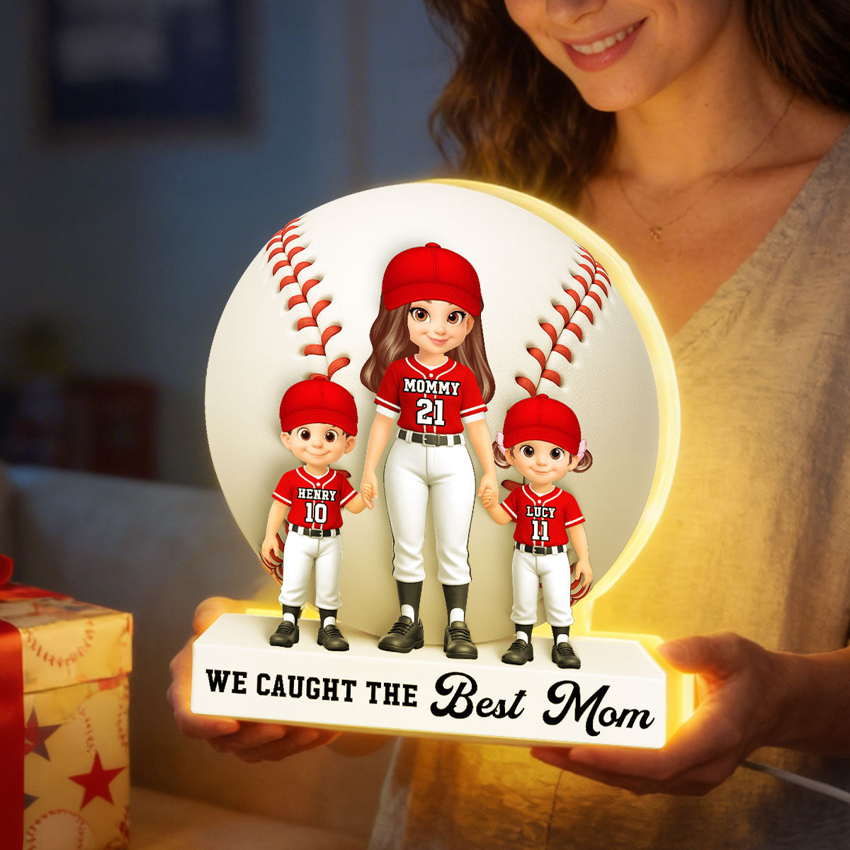 Baseball Softball We Caught The Best Mom - Personalized Light Box - Mother's Day Gift For Baseball Mom, Softball Mom