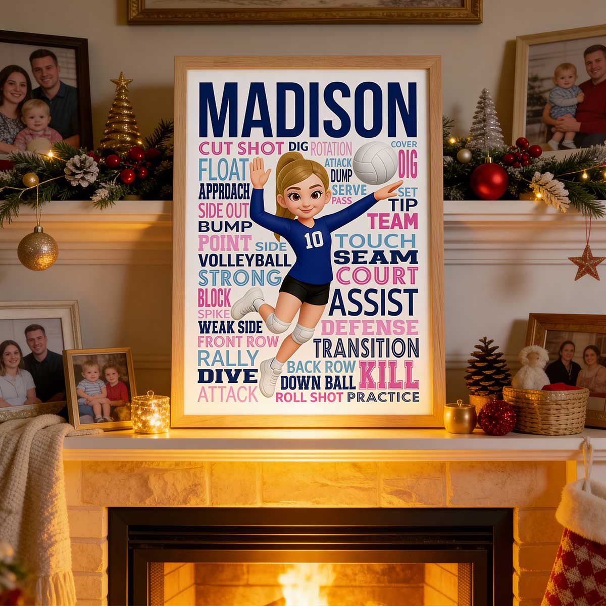 Typography Art Volleyball Player - Personalized Poster - Gift For Volleyball Lover