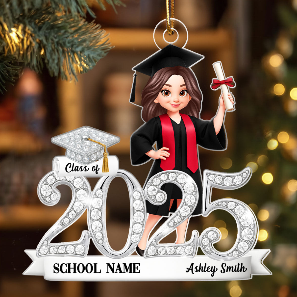 Class Of 2025 2026 3D Shining Effect - Personalized Acrylic Ornament - Christmas Gift for Senior