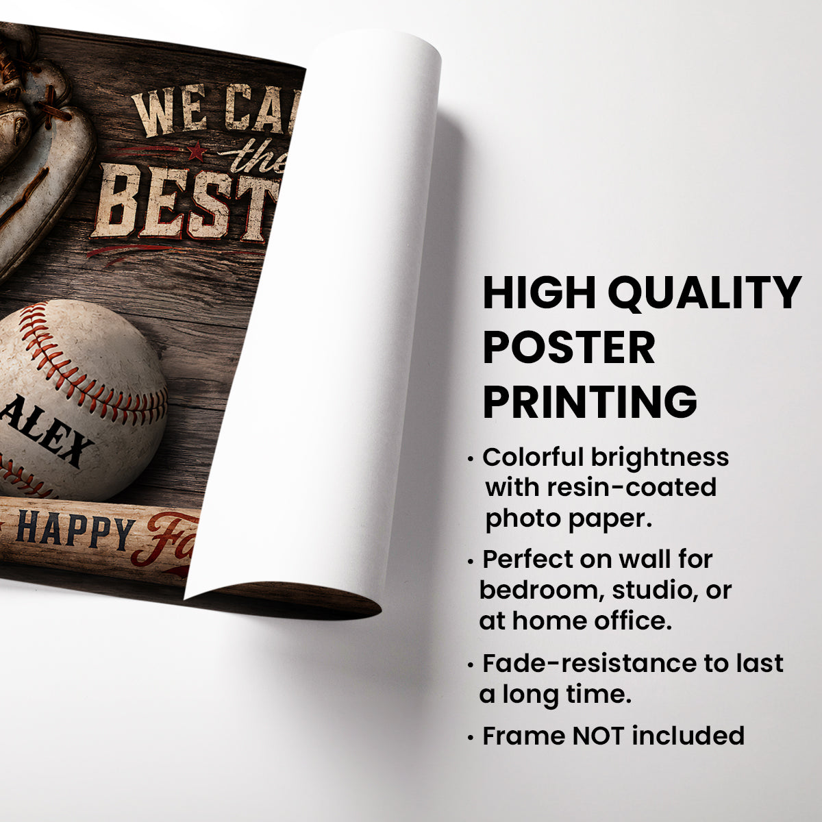We Caught the Best Baseball Dad Ever - Personalized Poster - Father's Day Gift for Dad, Husband