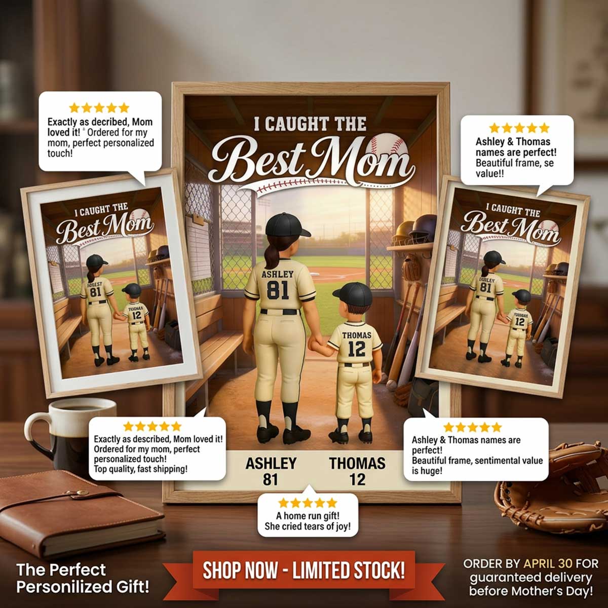 We Caught The Best Mom Baseball Dugout - Personalized Poster - Mother's Day Gift For Baseball Mom