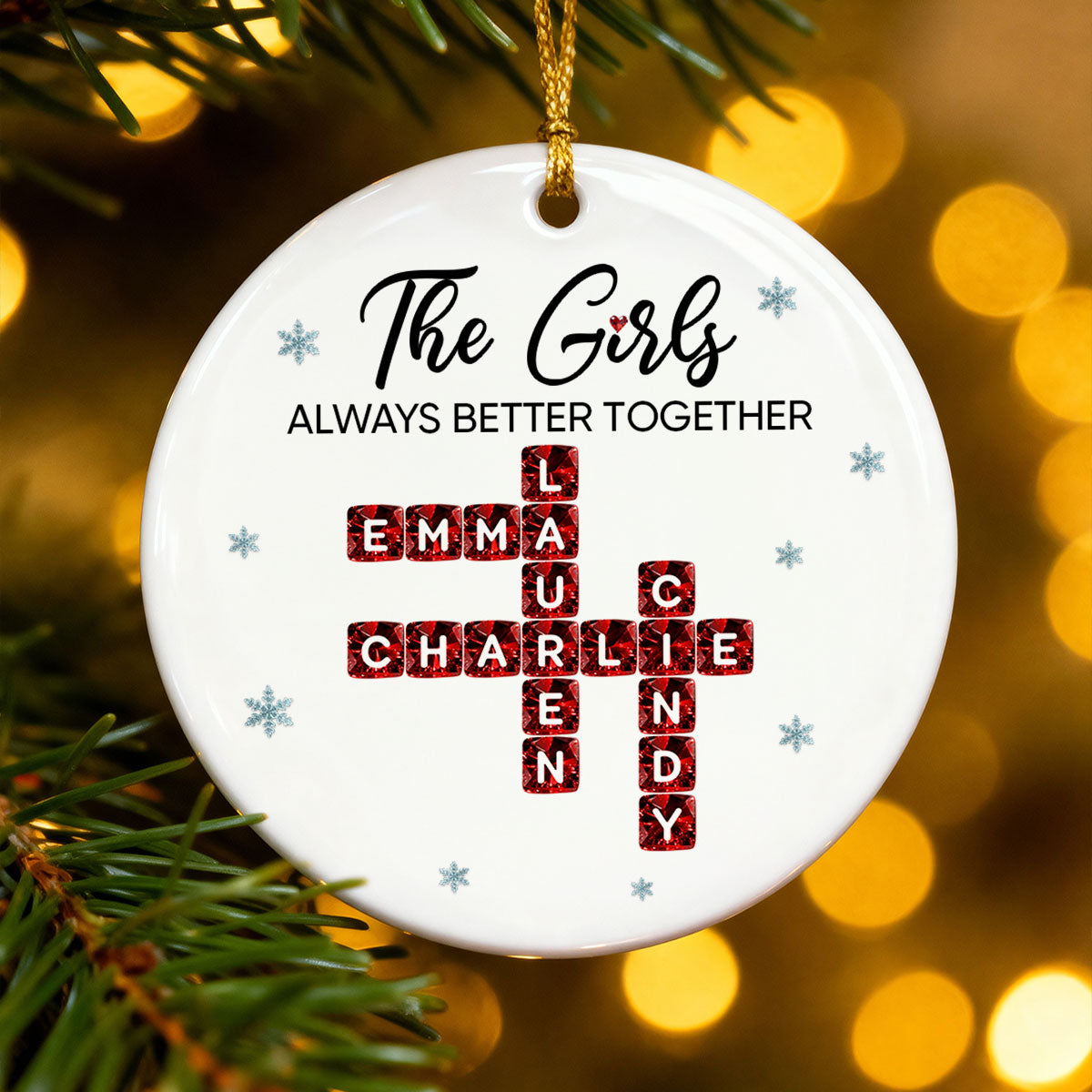 The Girl Always Better Together 3D Crystal Effect Crossword - Personalized Ceramic Ornament - Christmas Gift for Best Friends, Sisters