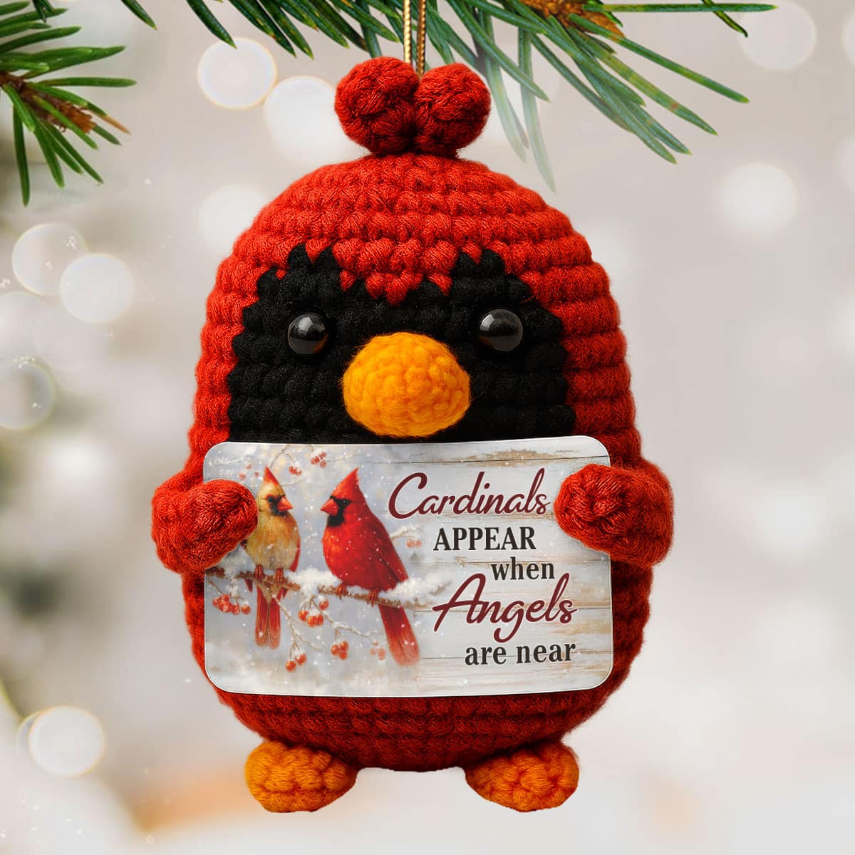 Cardinals Appear When Angels Are Near Handmade Cardinal - Crochet With Card - Upsell