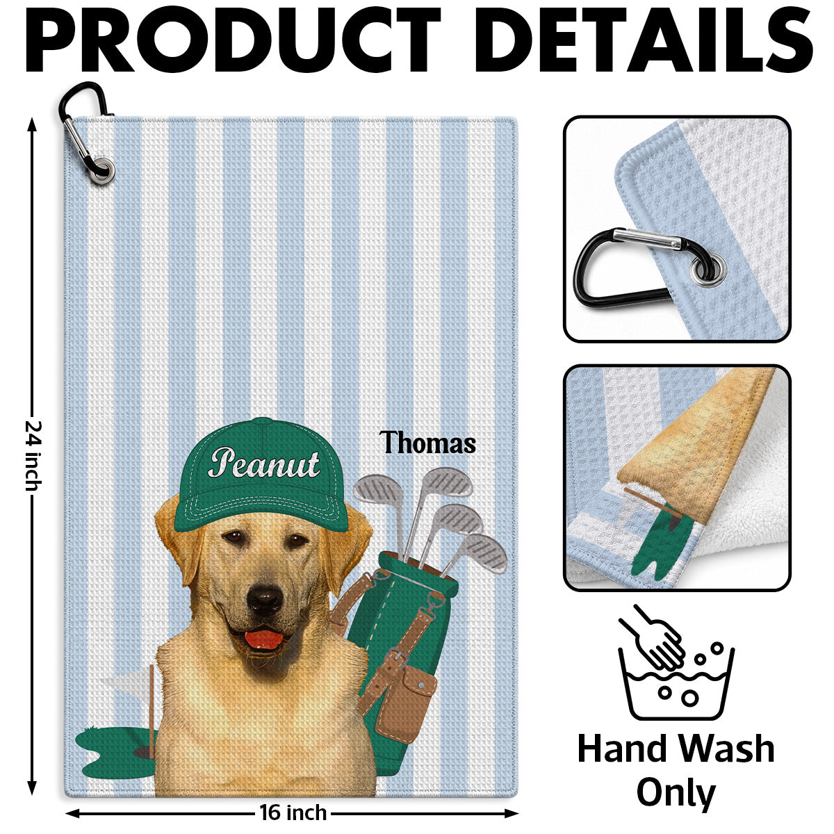 Dog Lover Golf Caddy Custom Pet Photo - Personalized Golf Towel - Father's Day Gift For Dog Lover