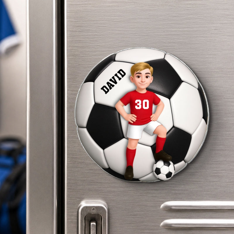 Soccer Boy & Girl - Personalized Acrylic Locker Magnet - Back To School Gift For Daughters, Sons, Grandkids, Teenagers