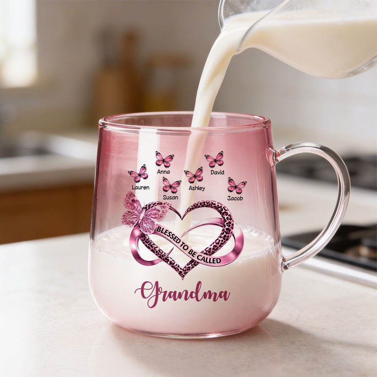Blessed To Be Called Grandma - Personalized Glass Mug - Heartfelt Mother's Day Gift for Mom, Grandma, Wife