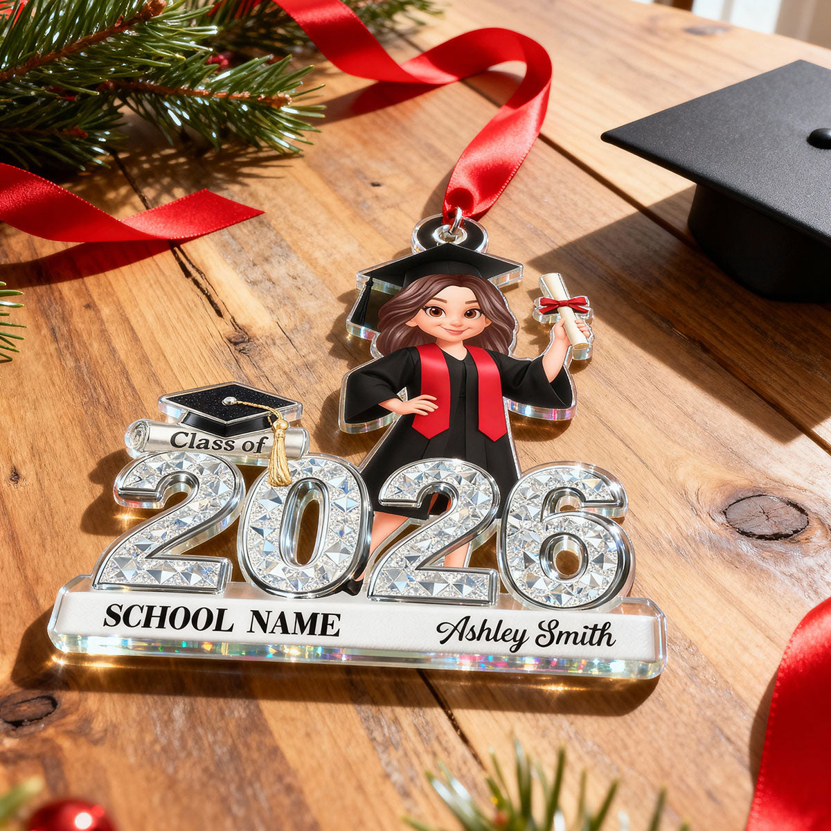 3D Shiny Effect Class Of 2025 2026 Senior - Personalized Acrylic Ornament