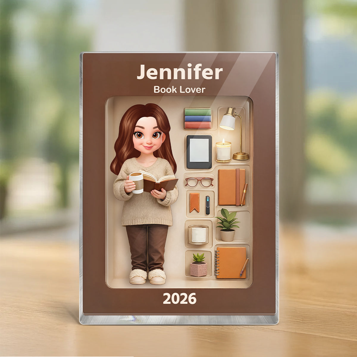 Book Lover 3D Action Figure - Personalized Acrylic Block - Gift for Book Lovers