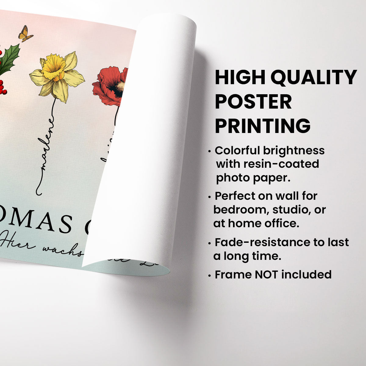 Omas Garten mit Geburtsblumen – Personalisiertes Poster – Muttertagsgeschenk für Oma