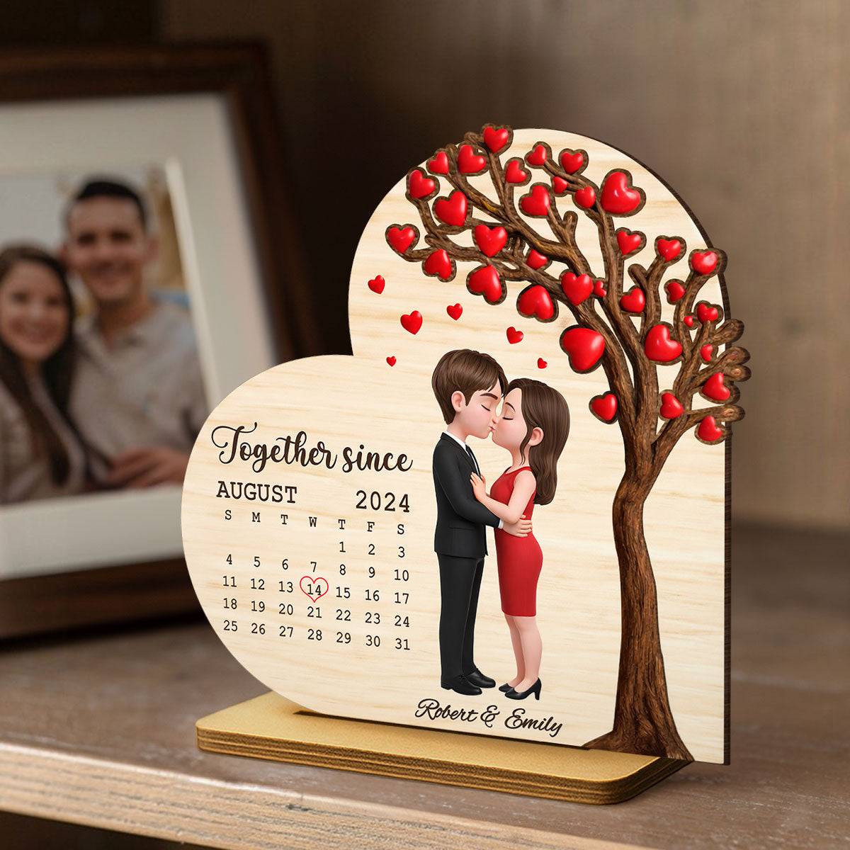 Together Since Calendar Sign - Personalized 2-Layered Wooden Plaque - Anniversary, Valentine's Day Gift, Gift For Him, Gift For Her