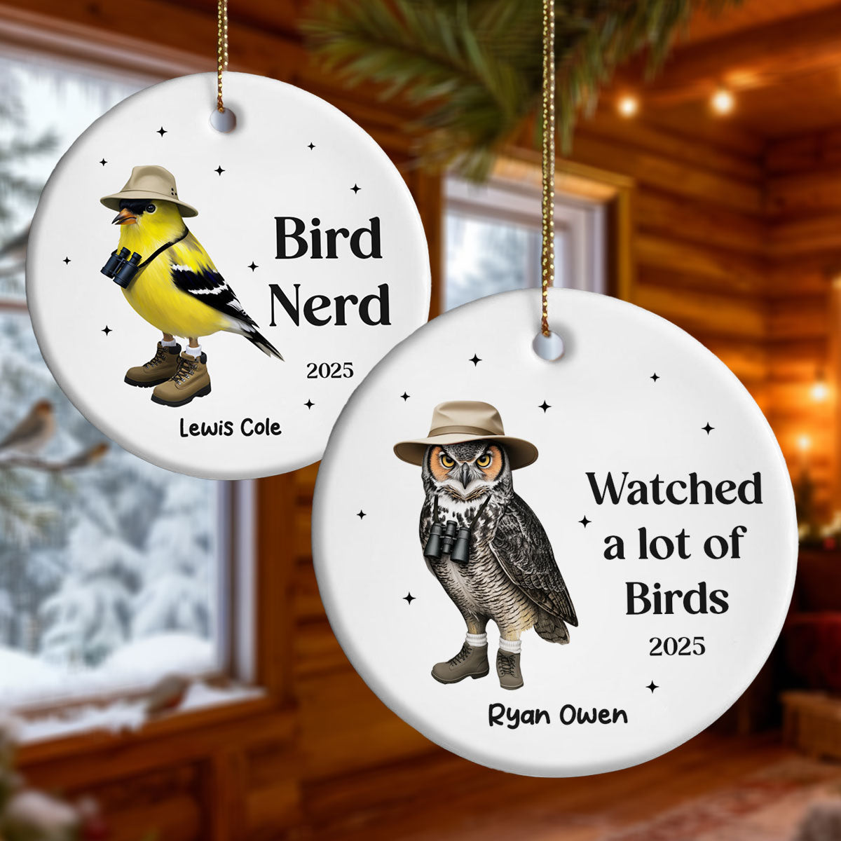 Bird Nerd Watched A Lot Of Birds - Personalized Ceramic Ornament - Gift for Bird Lover, Bird Watcher, Twitcher
