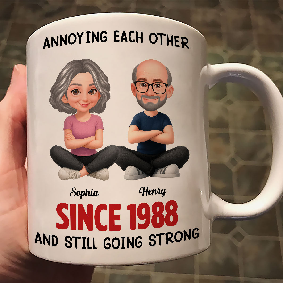 Old Funny Couple Annoying Each Other and Still Going Strong - Personalized Mug - Christmas Gift for him, for her