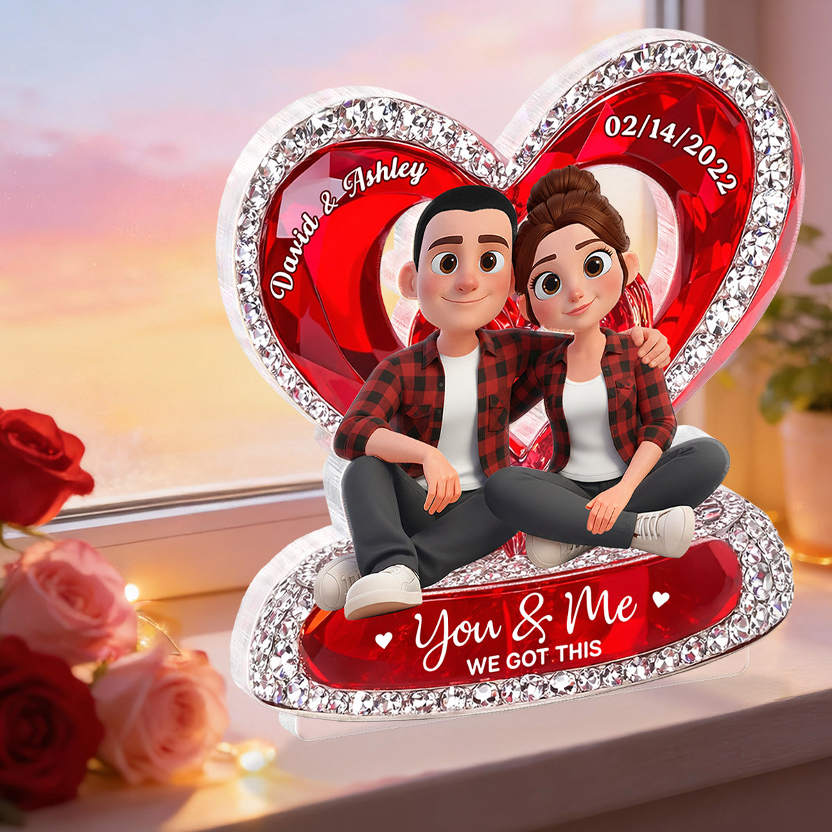 Couple Eternal Love 3D Shiny Effect - Personalized Acrylic Block Plaque - Heartfelt Valentine's Day Gift for Her, for Him