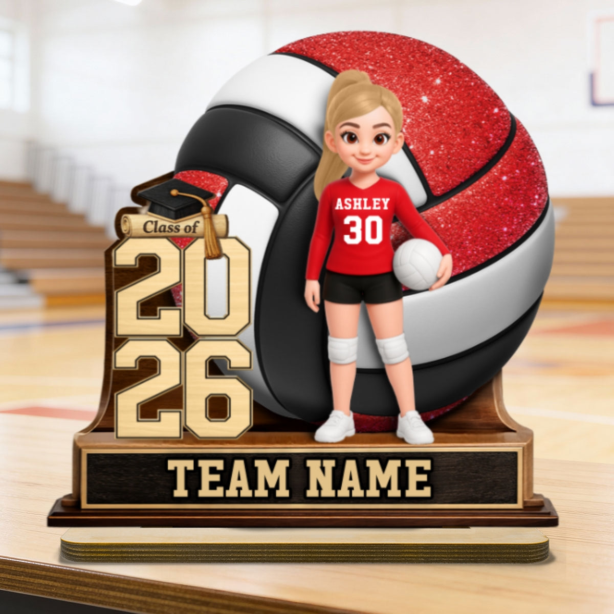 Volleyball Senior Keepsake 2D Flat - Personalized 2-Layered Wooden Plaque - Graduation Gift For Daughter, Graduates, Class of 2026
