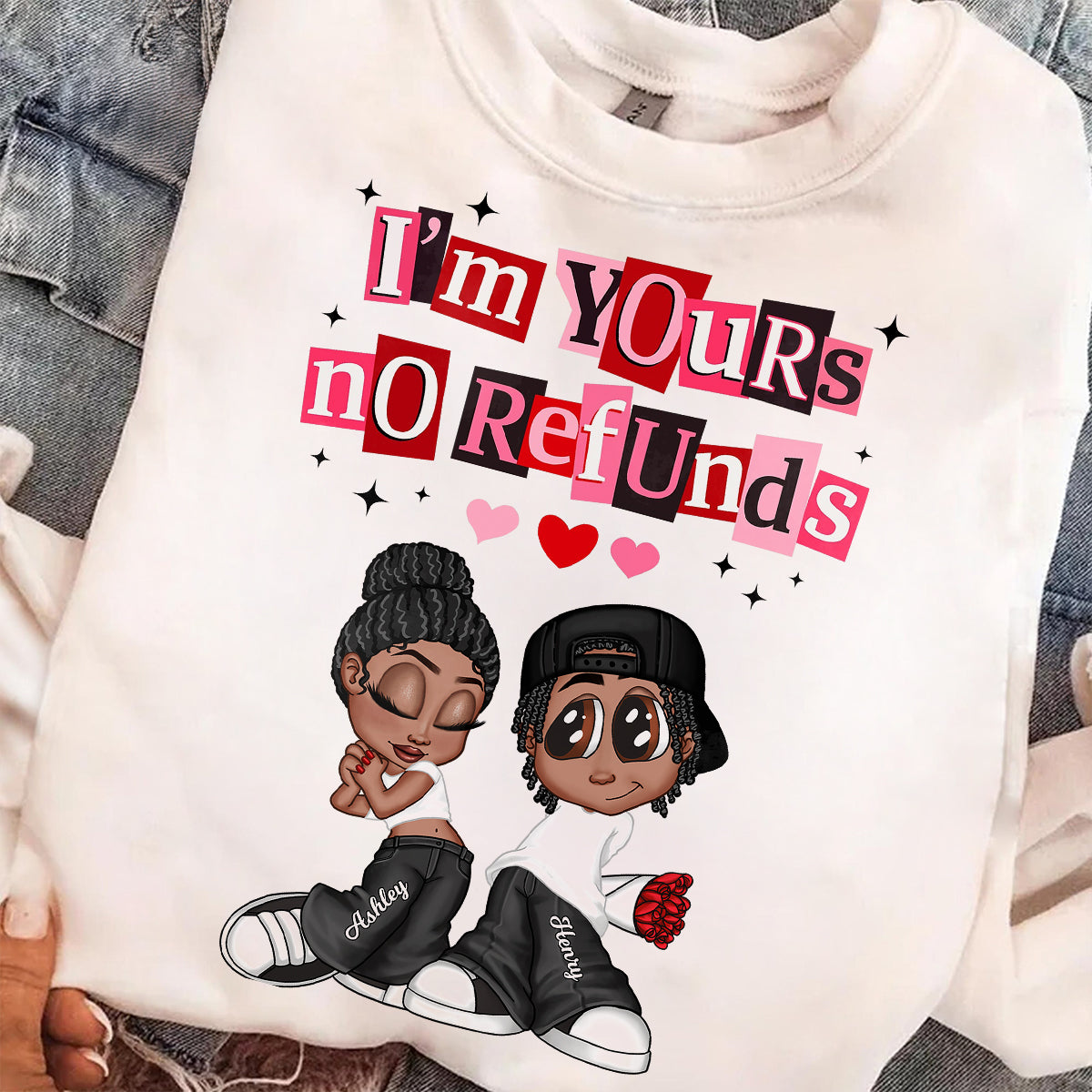 Y2K Couple I'm Yours No Refund - Personalized Shirt - Funny Valentine's Day Gift for Him, for Her, Matching Couple Shirts