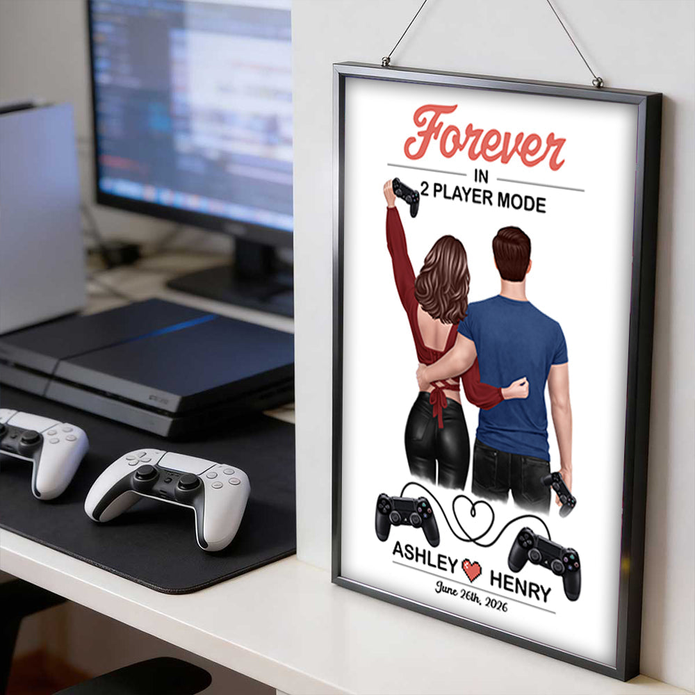 Forever in 2 Player Mode - Personalized Poster - Custom Gaming Gift for him, for her