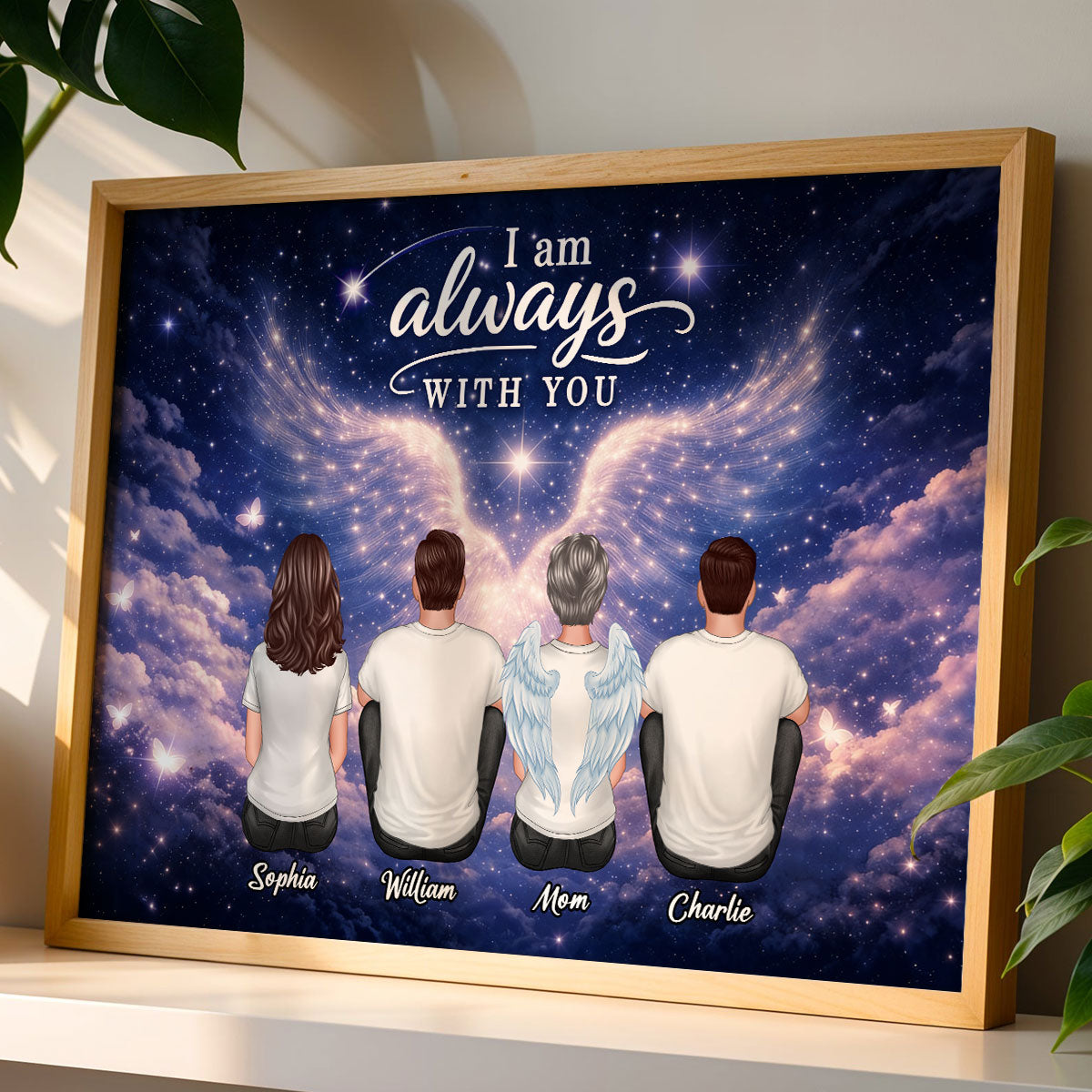 Starry Night Angel Wings Family Memorial Always With You - Personalized Poster - Gift For Memorial, Sympathy Gift, Remembrance Gift