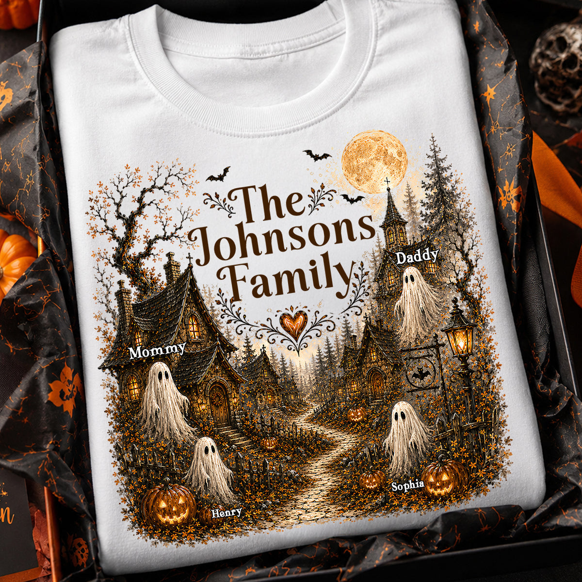 Cozy Haunted Village Halloween Family - Personalized Shirt - Halloween Gift For Family