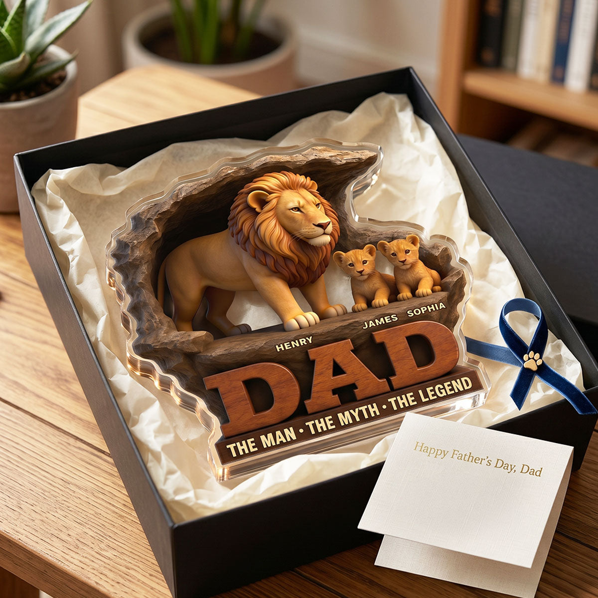 Lion Dad The Man The Myth The Legend - Personalized Acrylic Block Plaque - Cool  Gift For Dad