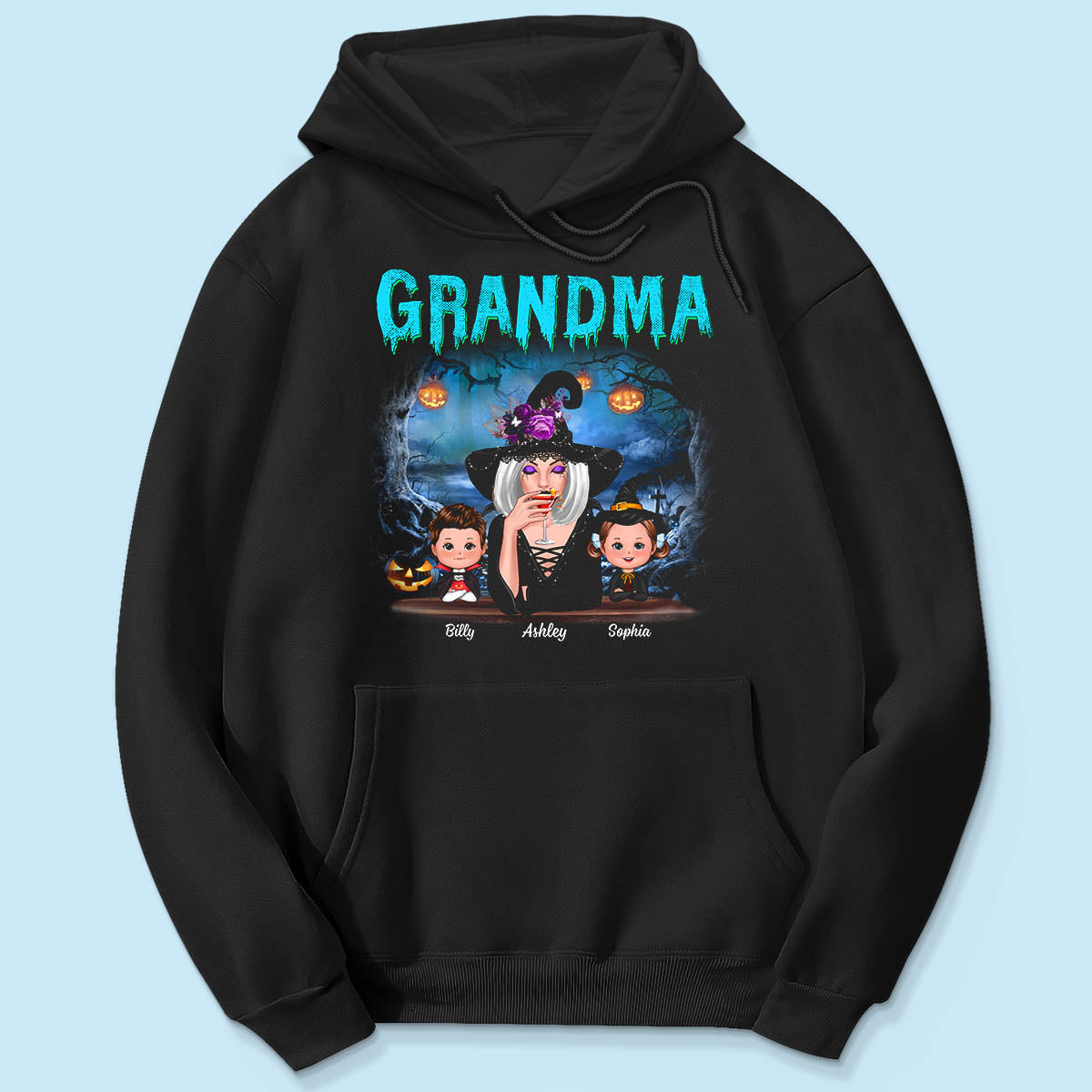 Halloween Night Grandma Witch And Kids Personalized Shirt