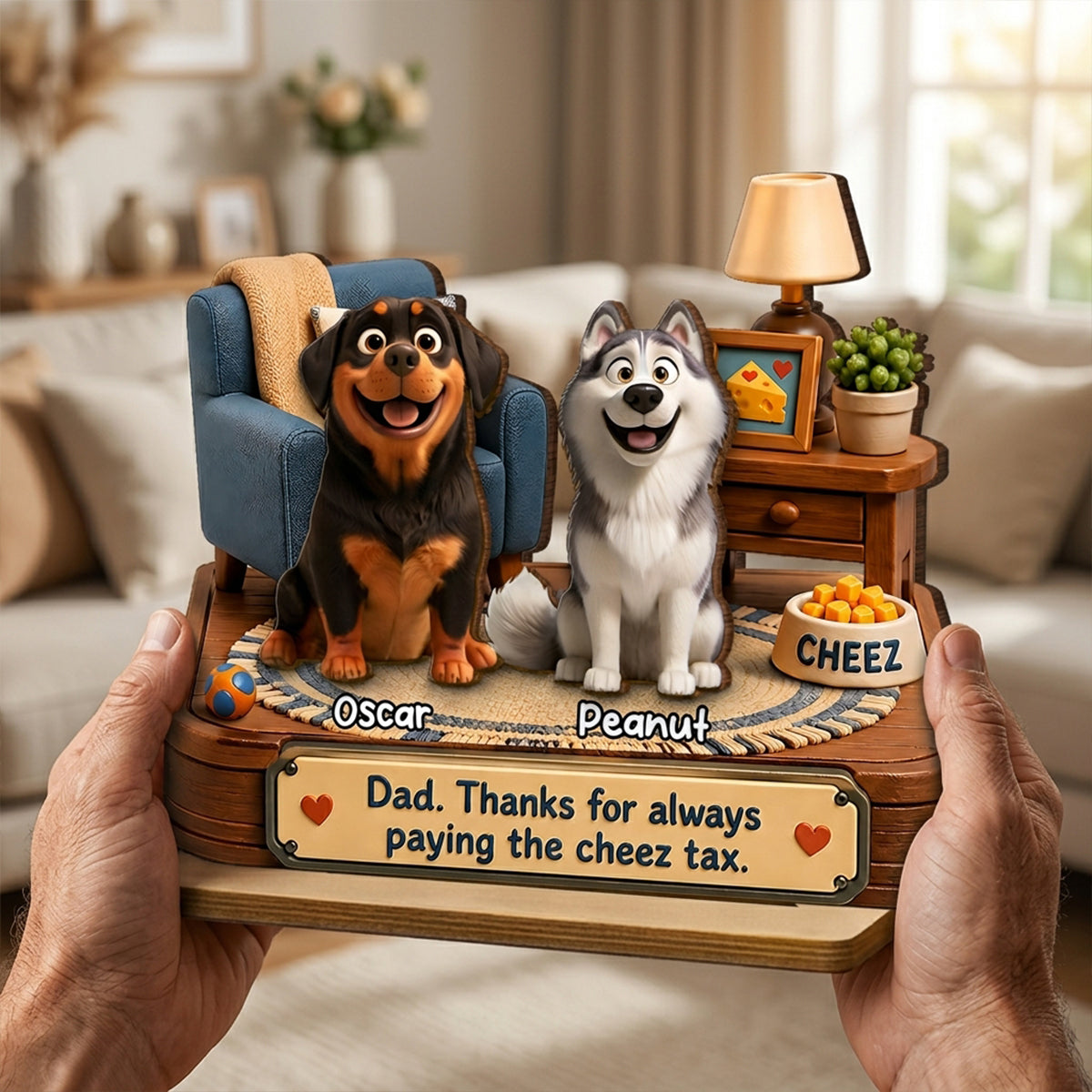 Cheese Tax Dog Dad - Personalized 2-Layered Wooden Plaque -  Gift for Dog Dad