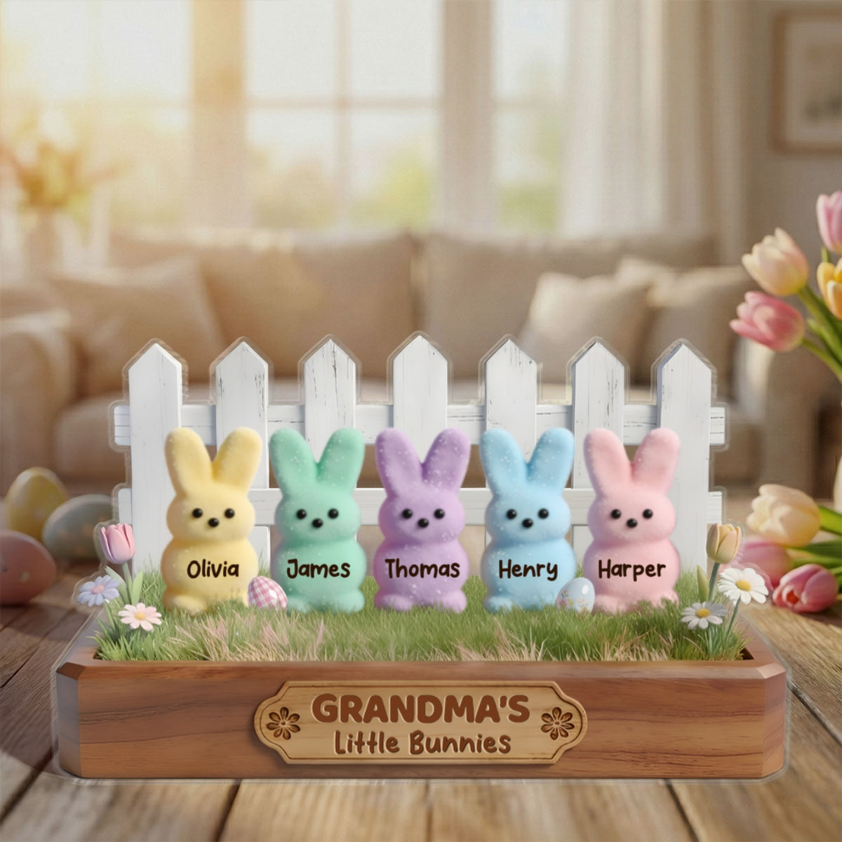 Easter Grandma Little Bunnies - Personalized Acrylic Block Plaque - Gift For Grandma, Easter Decoration