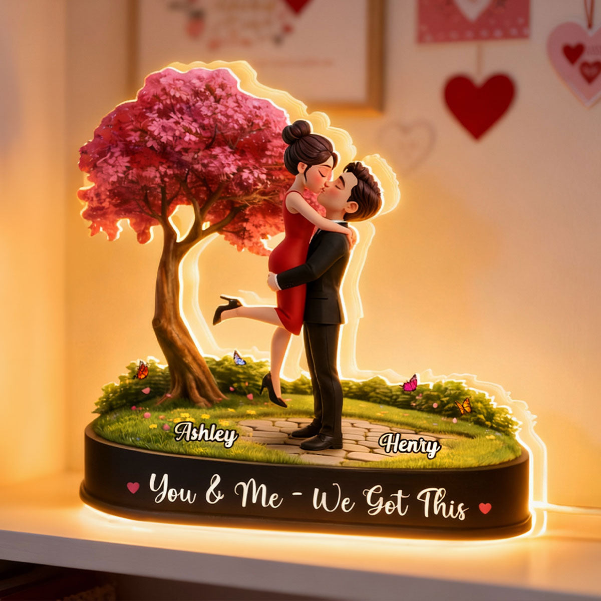 My Favorite Place is Inside Your Hug Couple Kissing - Personalized Light Box - Valentine's Day Gift for Her, for Him