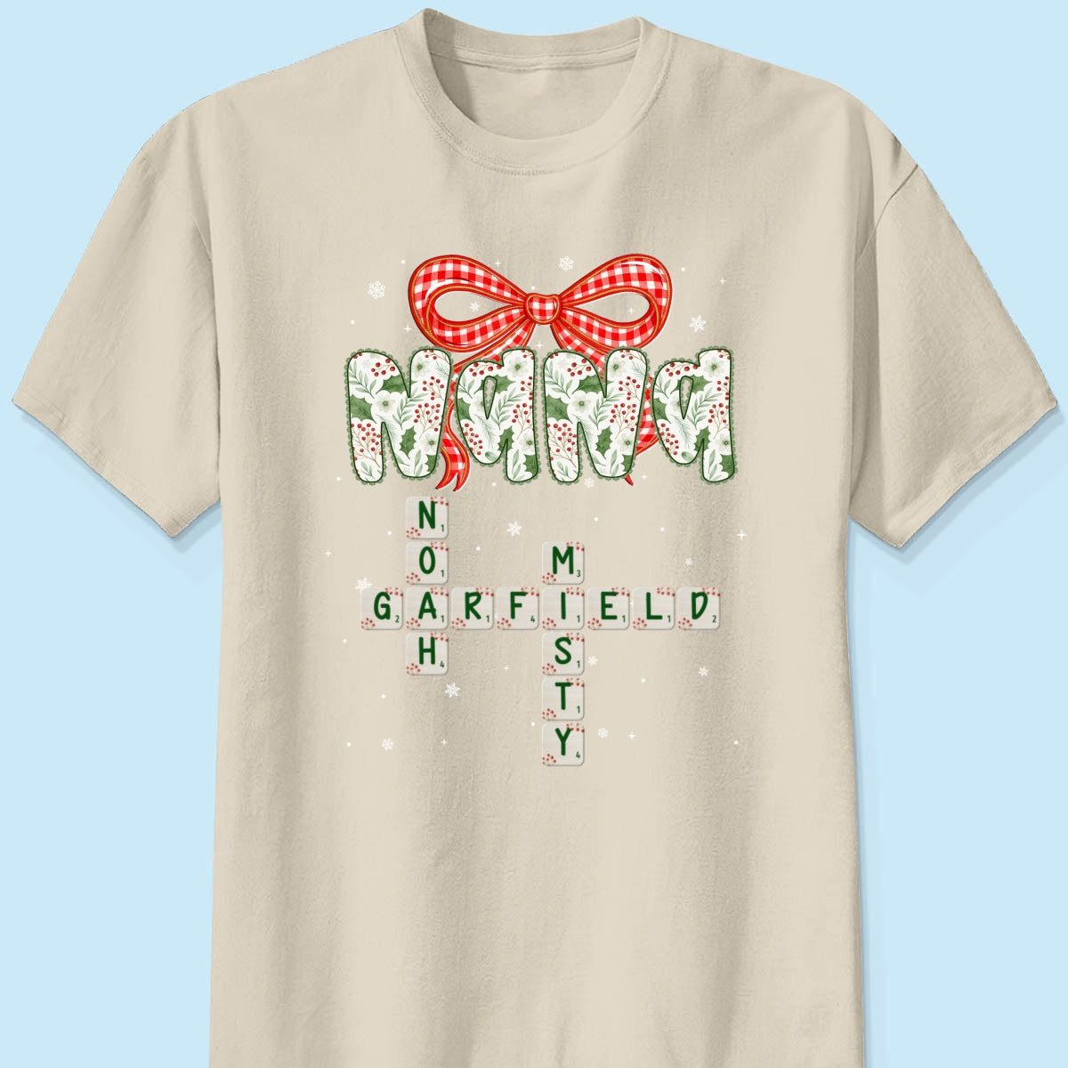 Grandma Coquette Floral Christmas Pattern Crossword Puzzle Art - Personalized Shirt