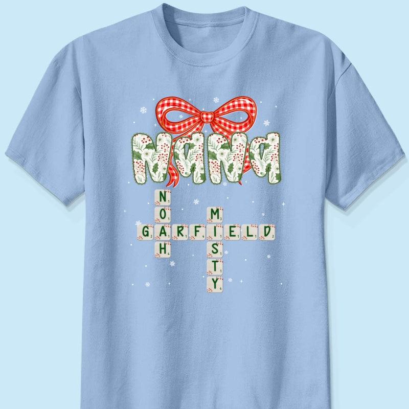 Grandma Coquette Floral Christmas Pattern Crossword Puzzle Art - Personalized Shirt