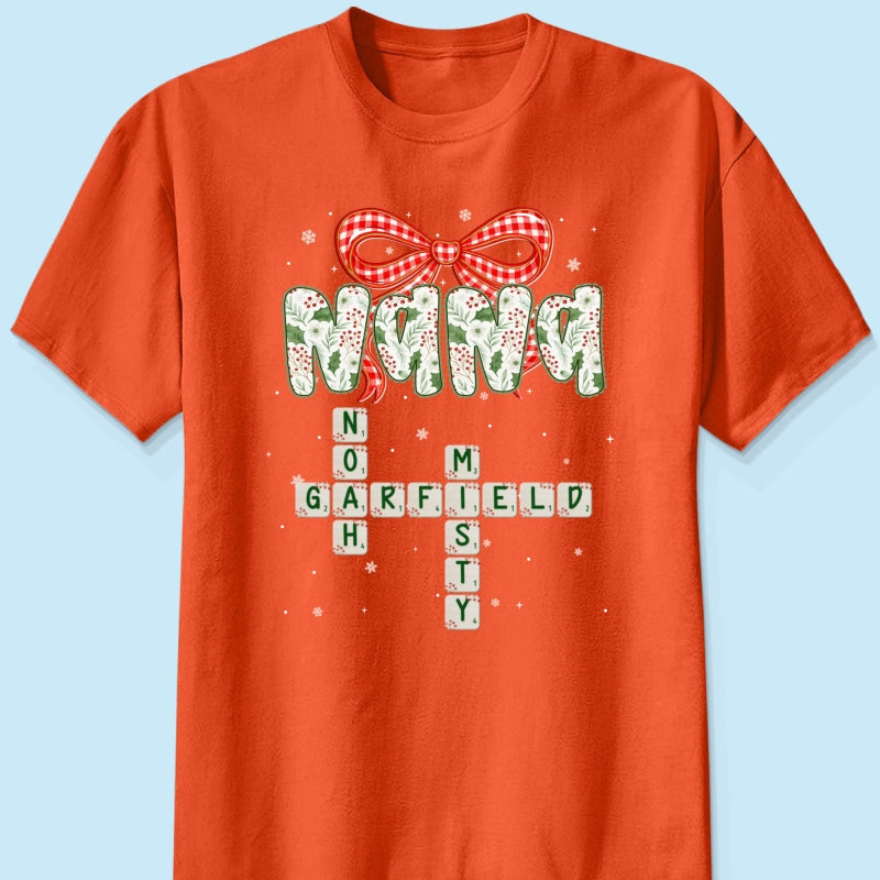 Grandma Coquette Floral Christmas Pattern Crossword Puzzle Art - Personalized Shirt